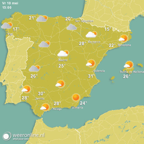 Weerkaart Spanje